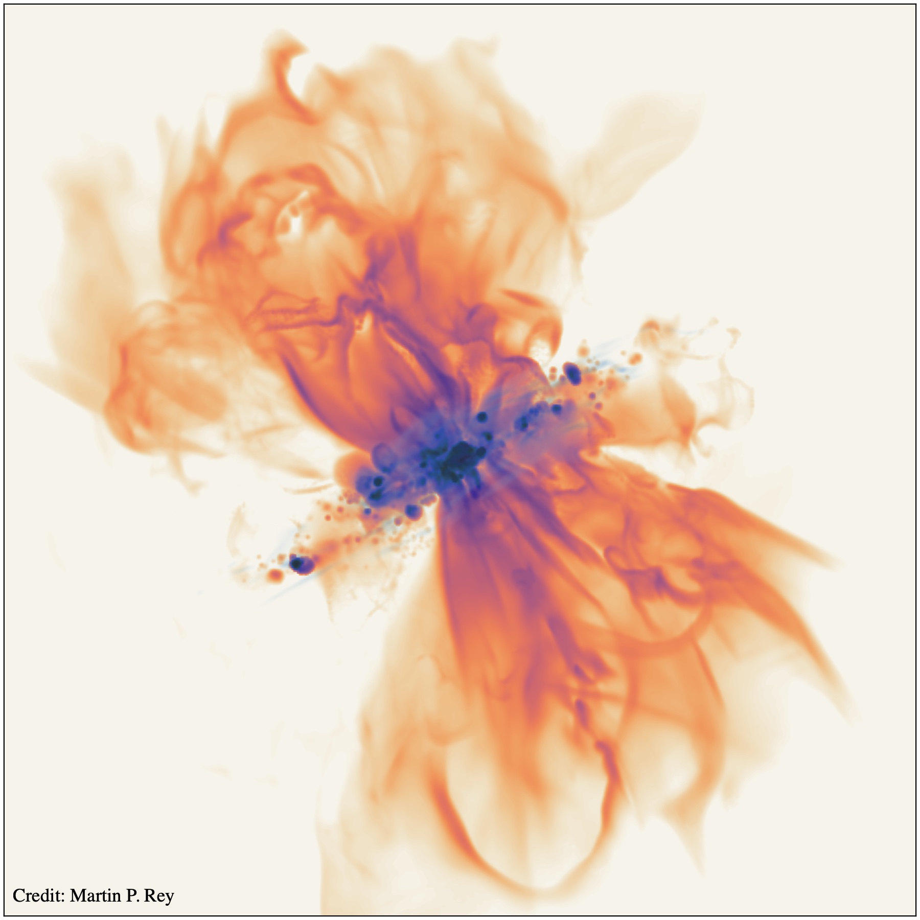 A simulated multi-phase galactic outflow.